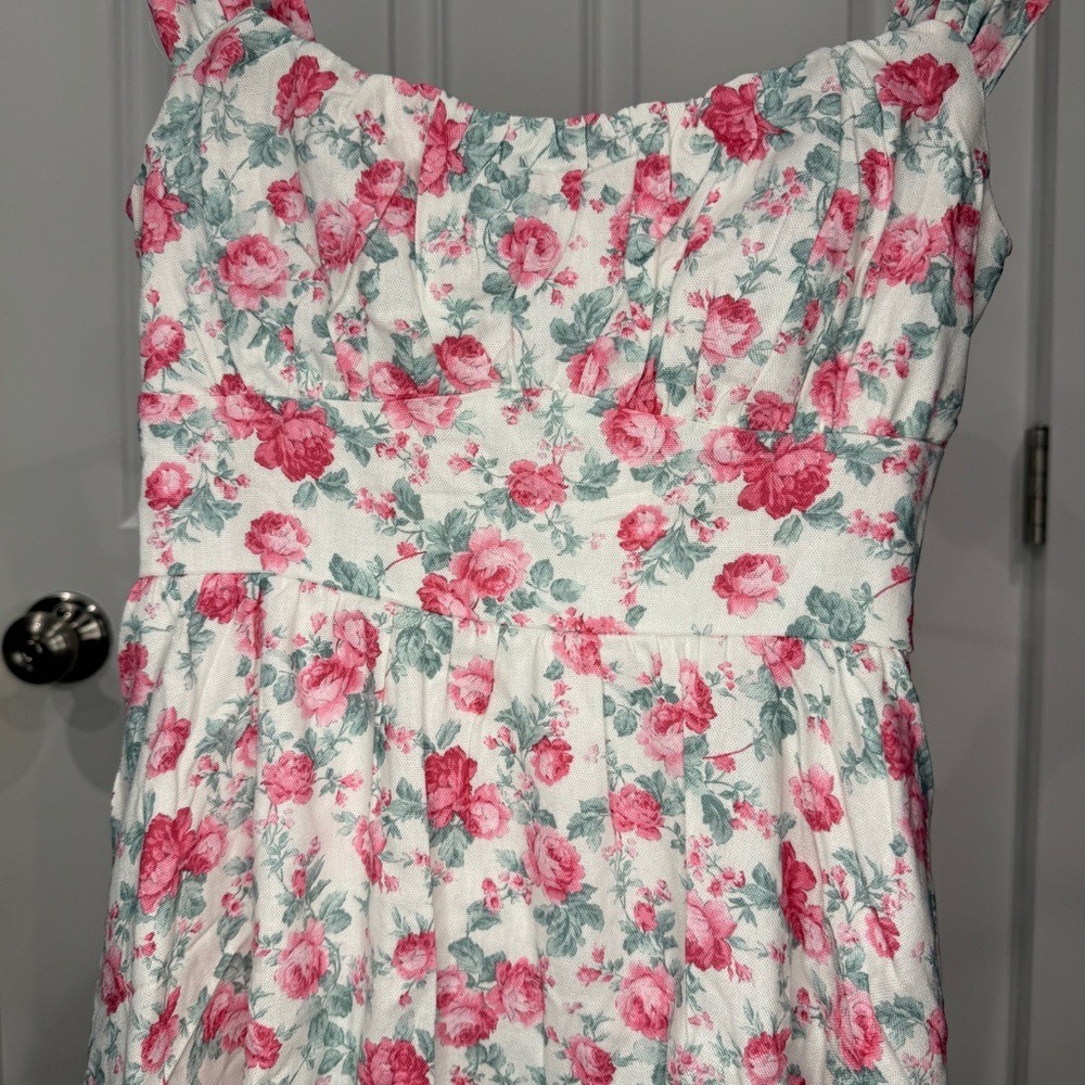 Altar'd State White Mini Dress with Pink Floral Print Size XXS‎ - Picture 4 of 6